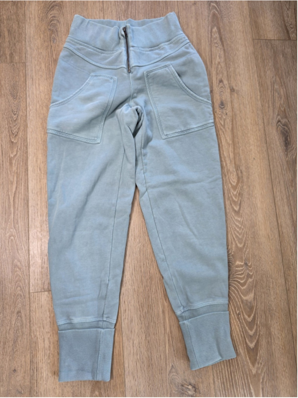 Free People FP Movement Jogger Pants XS Blue Zip Front High Rise Cotton Pocket - Picture 2 of 14